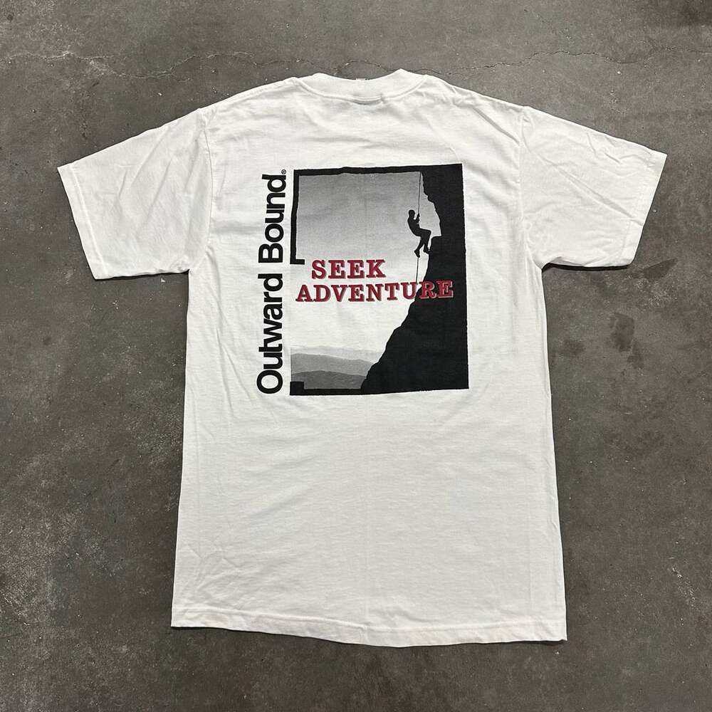 Vintage Outward Bound Seek Adventure Rock Climbing T-Shirt Size M White